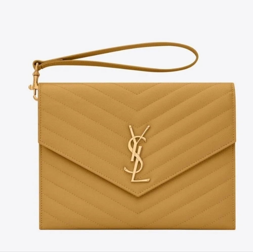 YSL CASSANDRE SAINT LAURENT MATELASSÉ IN GRAIN LEATHER CHARTREUSE YELLOW